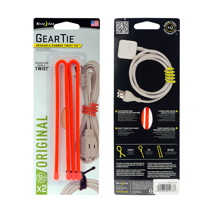Gear Tie® Reusable Rubber Twist Tie™ 12 in. - 2 Pack