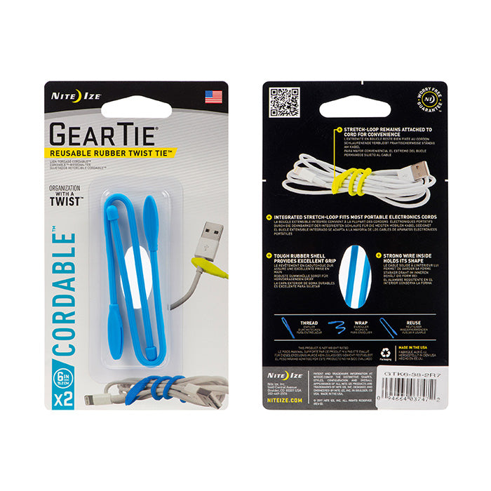 Gear Tie® Cordable™ Twist Tie 6" - 2 Pack