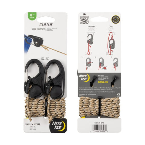 CamJam® Cord Tightener - 2 Pack with 8 ft Rope